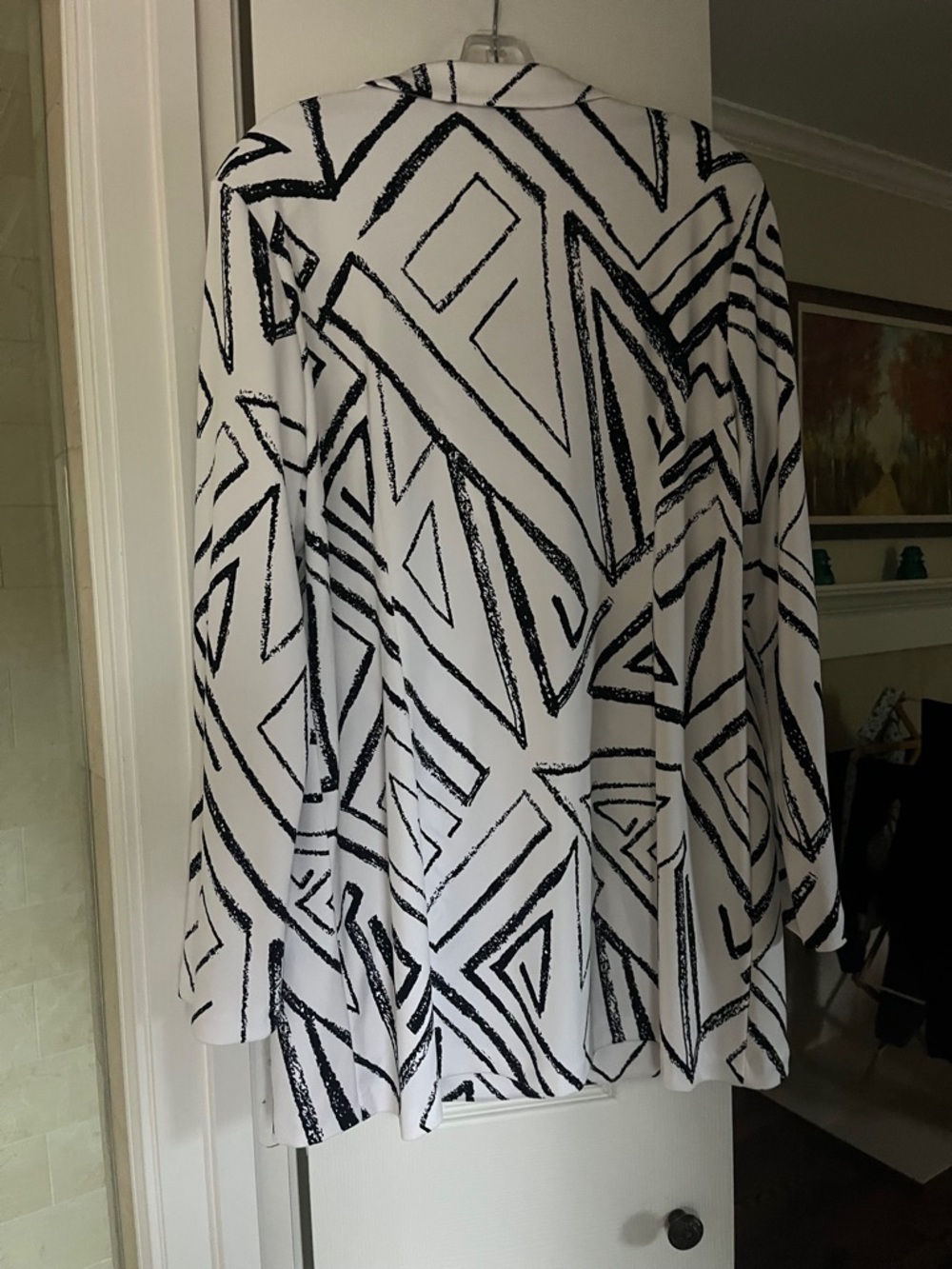 Joseph Ribkoff White Jacket with Navy Geometric Print - Picture 4 of 4